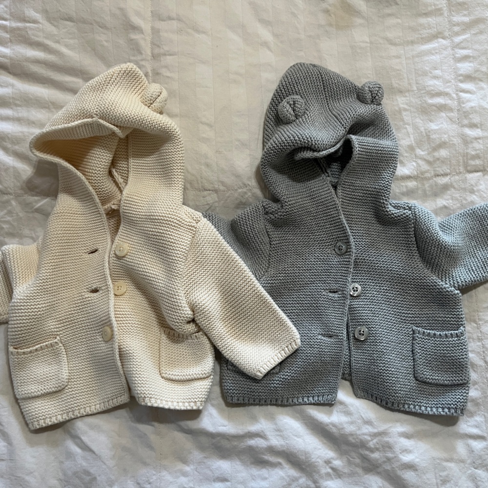 GAP Cream and Gray Knit Baby Jackets